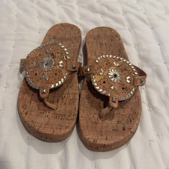 Jack Rogers Collins cork soles sandal metallic goldNWOT size 9.5 - Picture 3 of 8